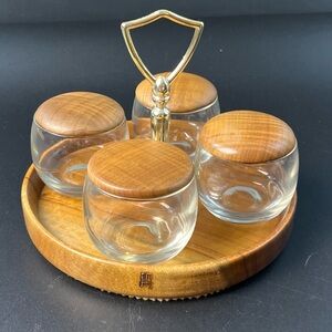 Wooden and Glass Condiment Set